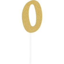 Picture of NUMBER 0 GOLD GLITTER CAKE TOPPER 5 X 8CM